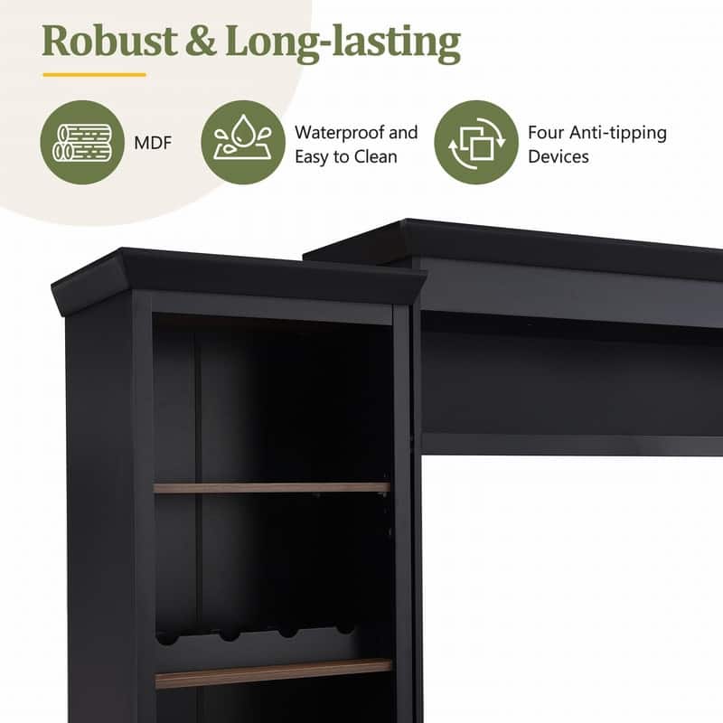 108.2"W Farmhouse 4-Piece Entertainment Wall Unit Set with Bookshelf for TVs Up to 70"