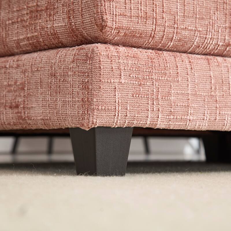 Chenille Fabric Loveseat Sofa Couch with 2 Ottomans and Side Pockets