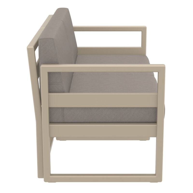 55" Taupe Brown Outdoor Patio Loveseat with Sunbrella Cushion