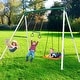 preview thumbnail 1 of 5, 9.5' Tall Swing Sets for Backyard, Heavy Duty Metal Swingset Outdoor for Kids