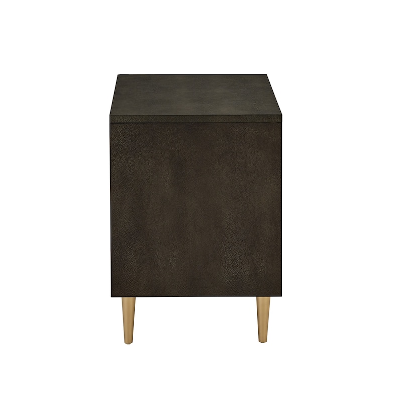 Vennesla Gold Finish Metal Dark Brown Faux Shagreen 1-drawer Side Table by iNSPIRE Q Bold