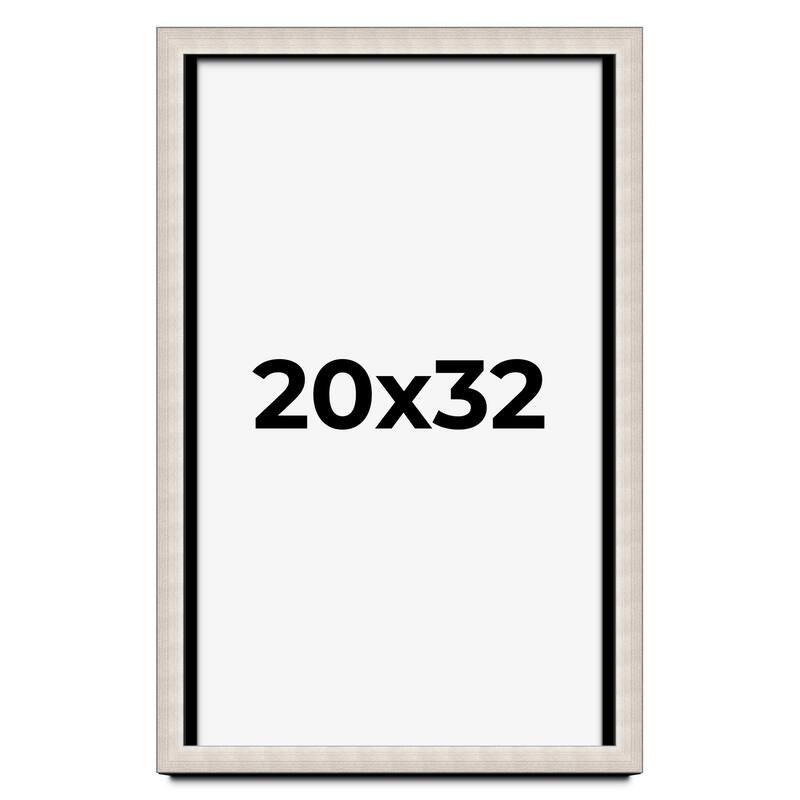 20x32 Shadow Box Frame Silver Real Wood Contemporary Shadowbox Display Frame UV Acrylic Front Acid Free Backing and Hardware