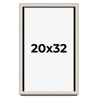 20x32 Shadow Box Frame Silver Real Wood Contemporary Shadowbox Display Frame UV Acrylic Front Acid Free Backing and Hardware