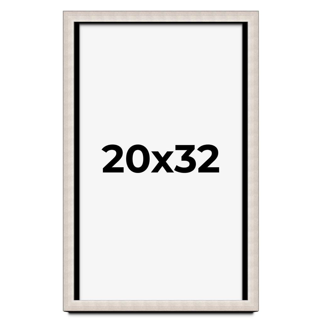 20x32 Shadow Box Frame Silver Real Wood Contemporary Shadowbox Display Frame UV Acrylic Front Acid Free Backing and Hardware