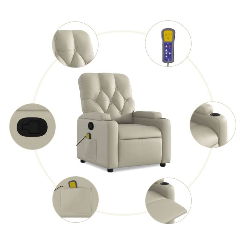 vidaXL Massage Recliner Chair Reclining Armchair for Elderly Faux Leather