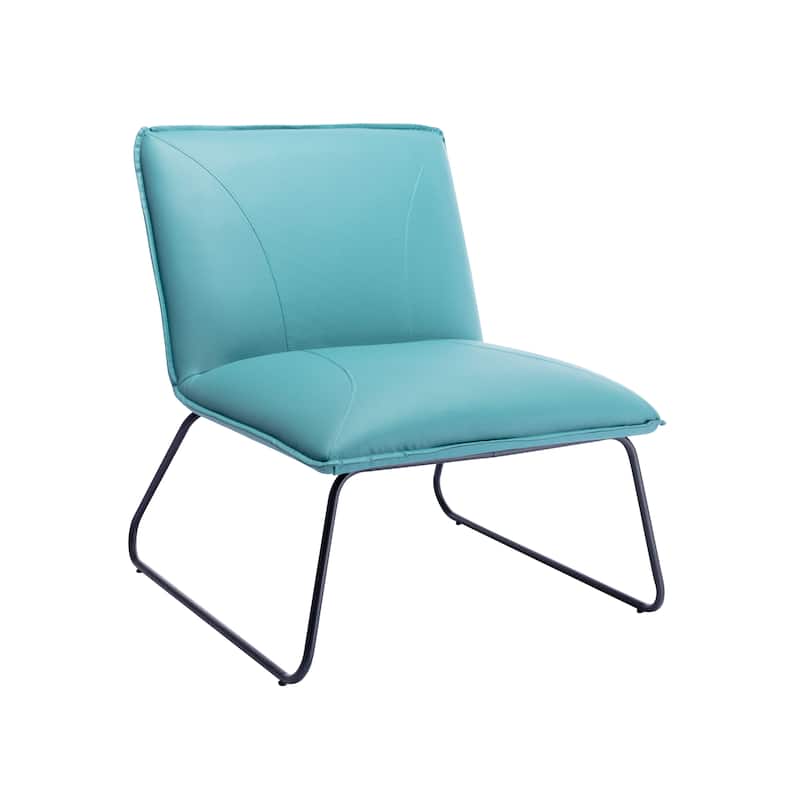 Porthos Home Quyen Armless 1 Sofa Seat, PU Leather Upholstery, Steel Legs - Blue