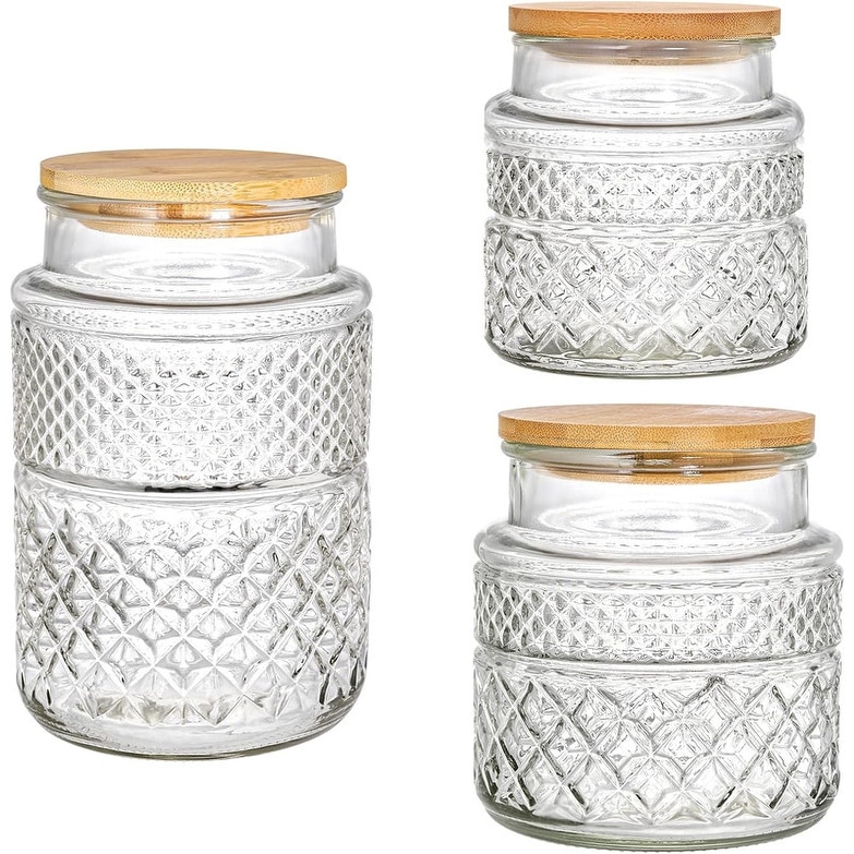 Palais Glassware Clear Glass Apothecary Jars - Set of 3 - Wedding