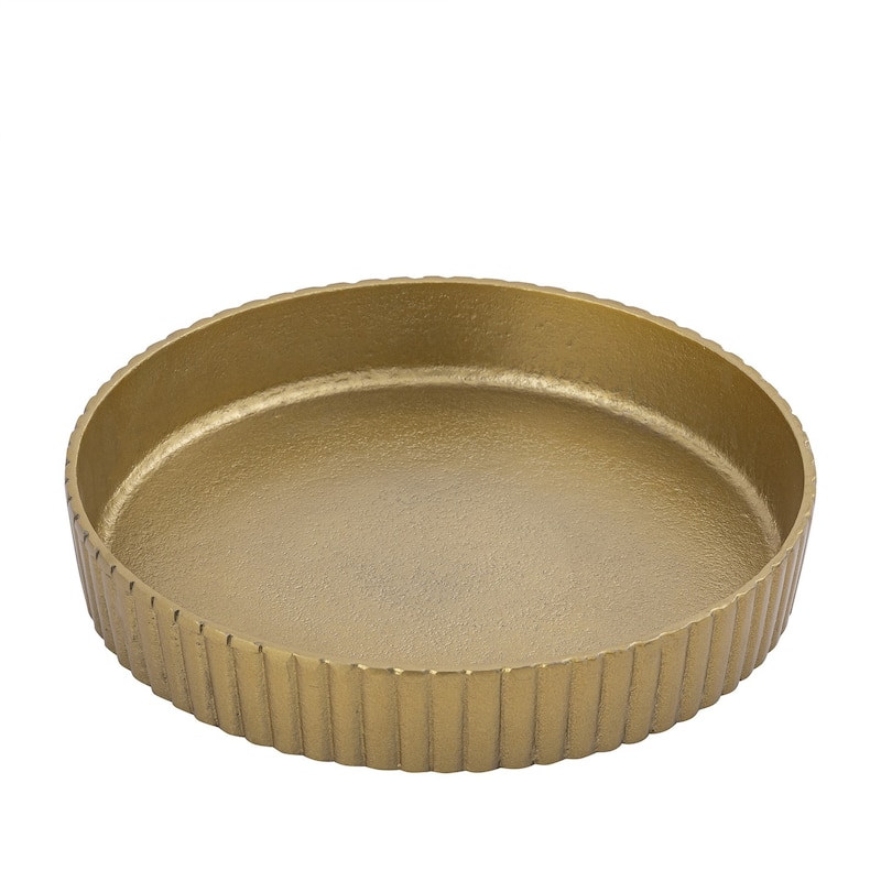 Plate Round Raw Brass Antique Dia 11.81" ALUMINUM -ST - Raw Brass Antique