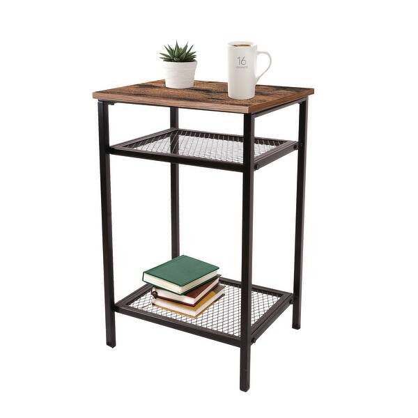 Veikou Square Wood Side End Accent Table Living Room 3 Tier Storage Shelf 29 5 H X 13 8 W X 17 7 D Overstock 31591473