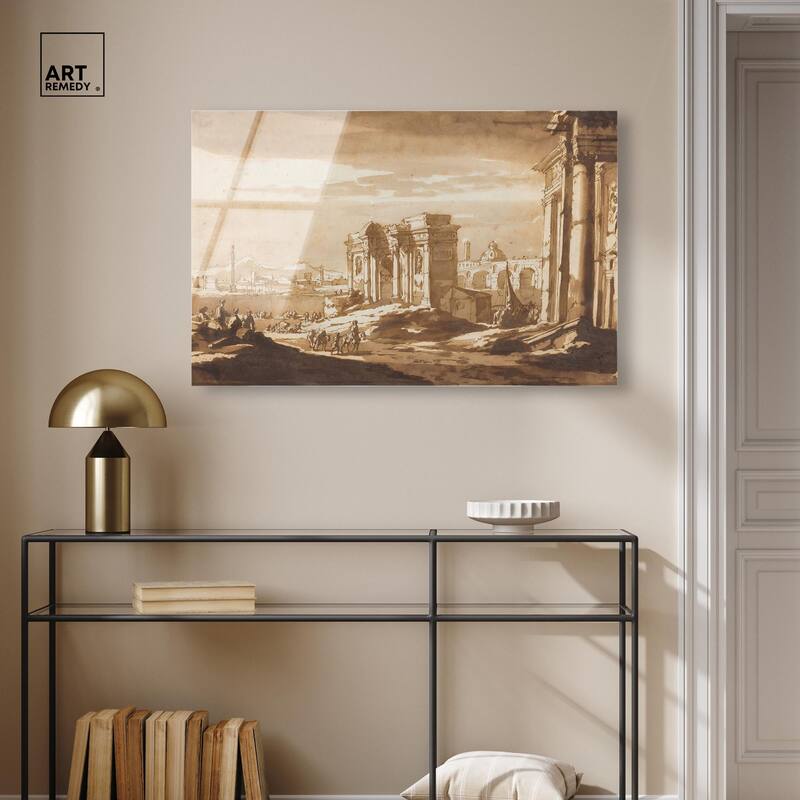 Capriccio View of Roman Ruins Acrylic by Art Remedy, Ready to Hang