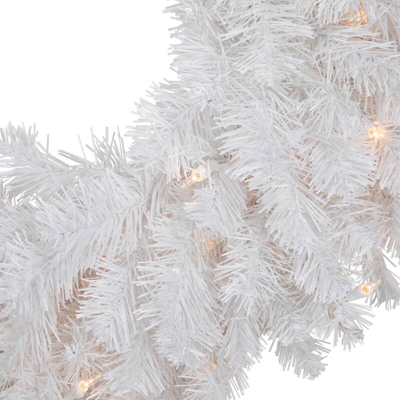 Pre-Lit Snow White Artificial Christmas Wreath - 24" - Clear Lights