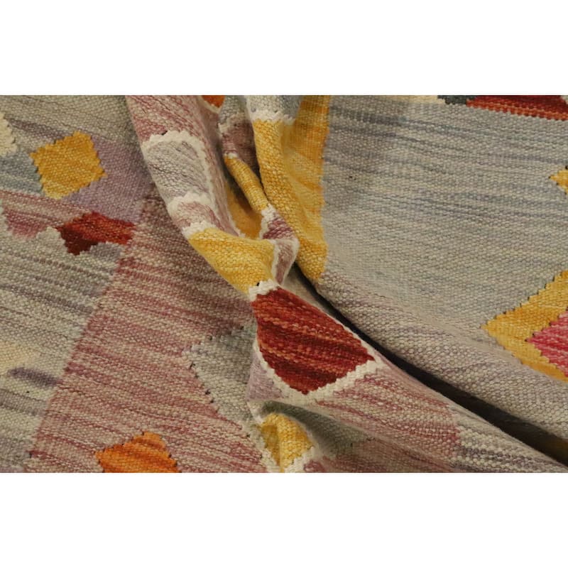 Hand Woven Oriental 100% Wool Carpet Southwestern Tribal Multi-Colored Kilim Area Rug - 6' 2'' X 4' 0''