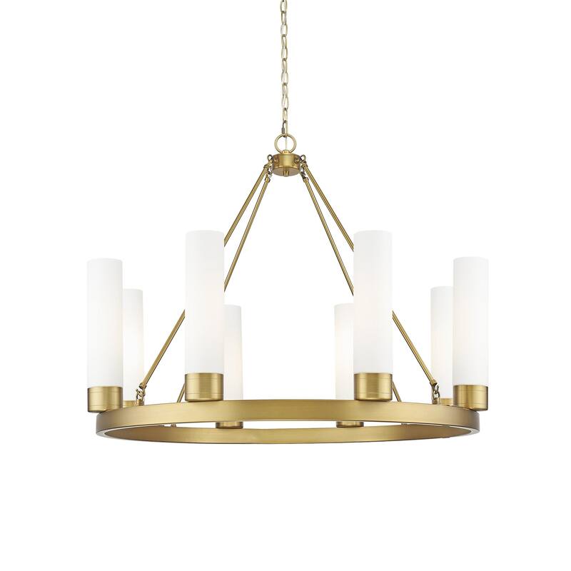 Innovations Lighting 617-8CR-28-36 Boreas Chandelier Boreas 8 Light - Brushed Brass / White