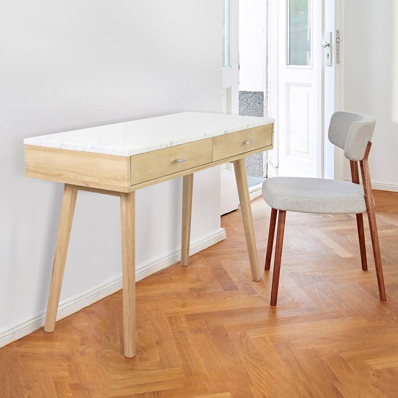 Versatile And Stylish Marble White Writing Desk To Elevate And Complete Any Space