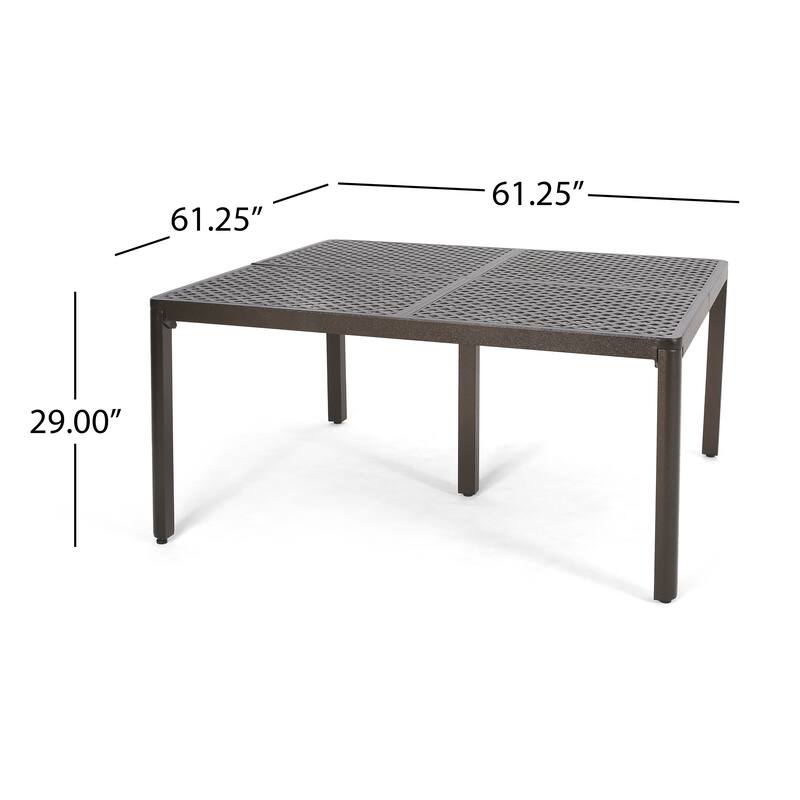 Outdoor Modern Aluminum Dining Table with Woven Accents,for Dining Room, Home Office, Living Room Furniture, Easy Assembly