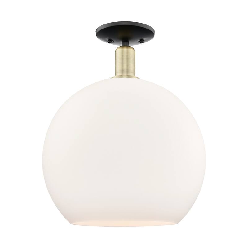 Innovations Lighting 716-1C-19-14 Athens Semi-Flush Athens 14" Wide - Black Antique Brass / Matte White