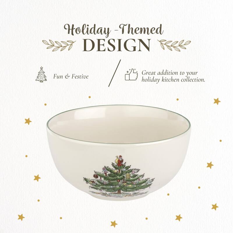 Spode Christmas Tree Set of 4 Fruit Salad Bowls - 5.5 Inch