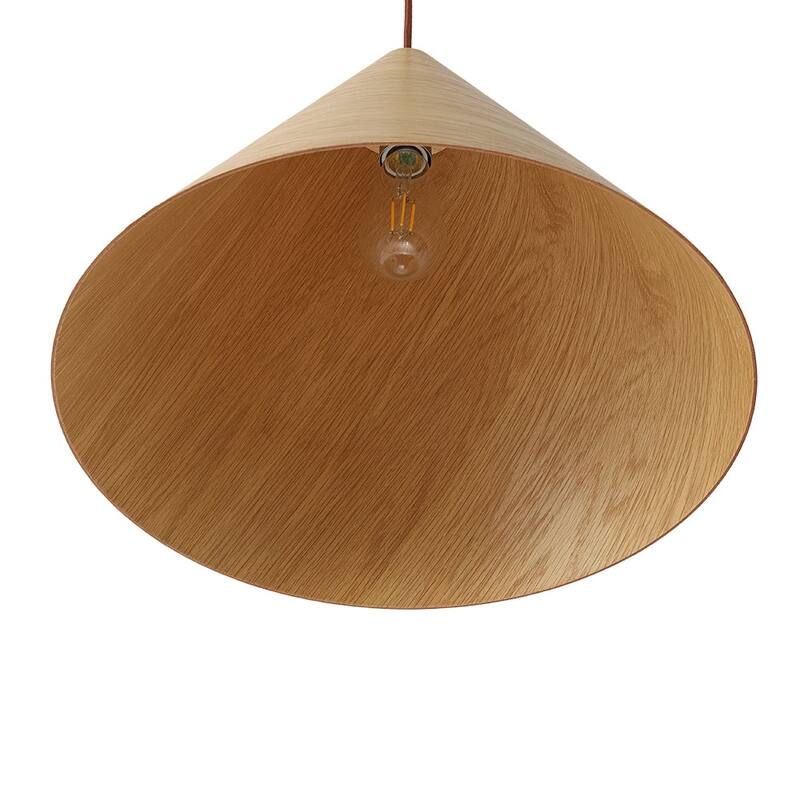 Scandinavian Wood Grain Large Tapered Conical Pendant Light 17.7in