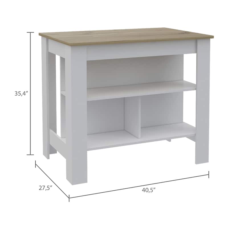 Kitchen Island with Four Legs, Three Shelves