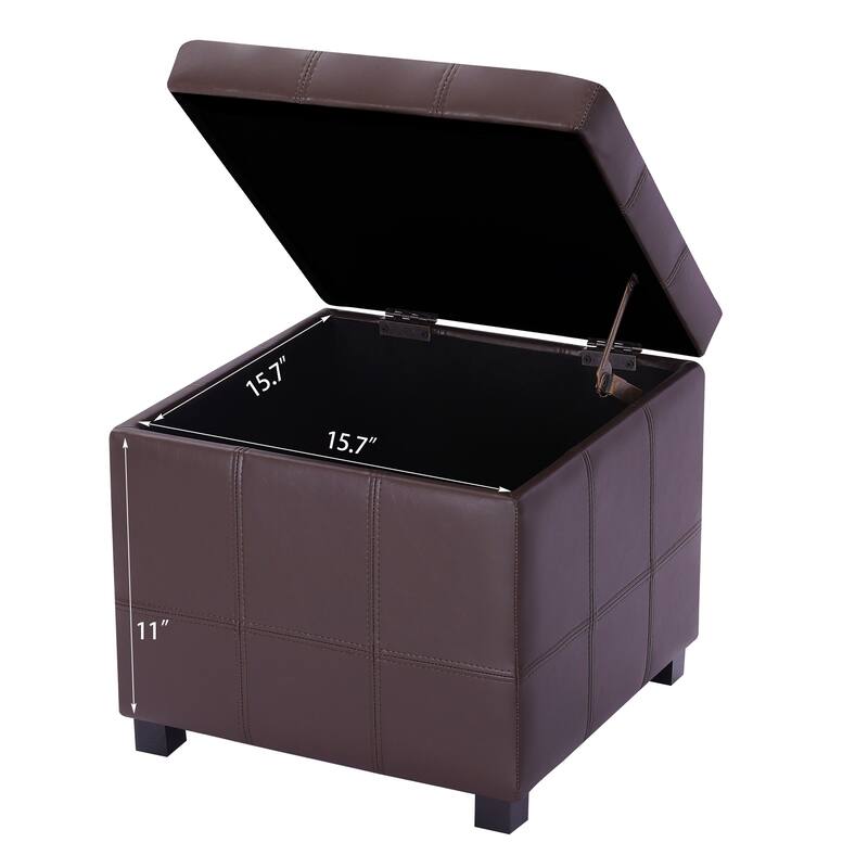 Adeco Square Tufted Storage Ottoman with Hidden Space