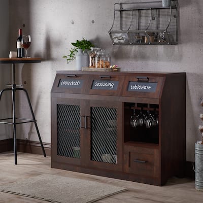 DH BASIC Farmhouse Vintage Walnut 48" Sideboard Buffet by Denhour