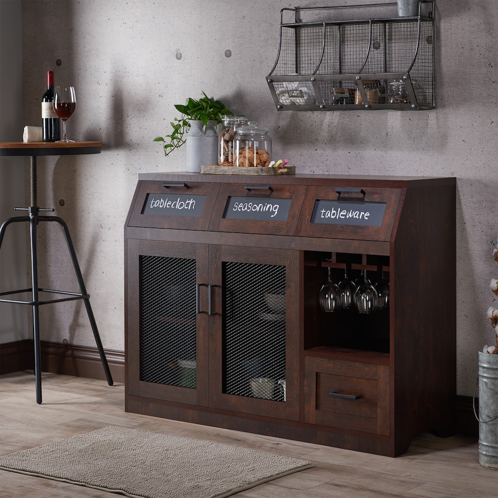DH BASIC Farmhouse Vintage Walnut 48" Sideboard Buffet by Denhour