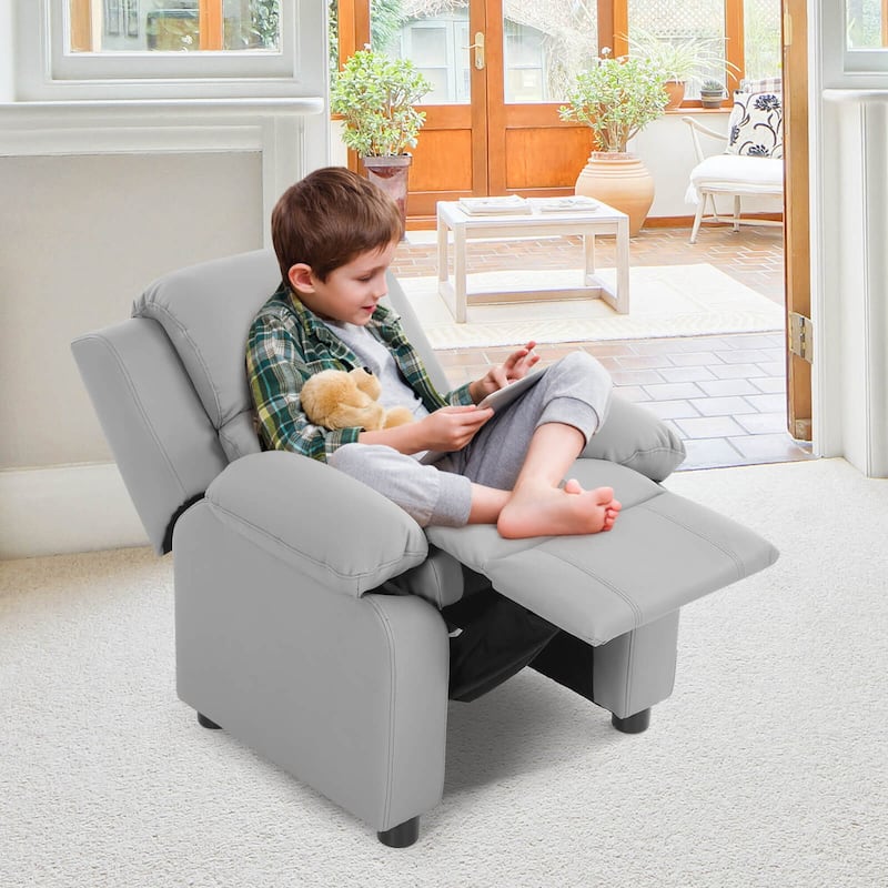 Deluxe Padded Kids Sofa Armchair Recliner Headrest Children w/ Storage - Single