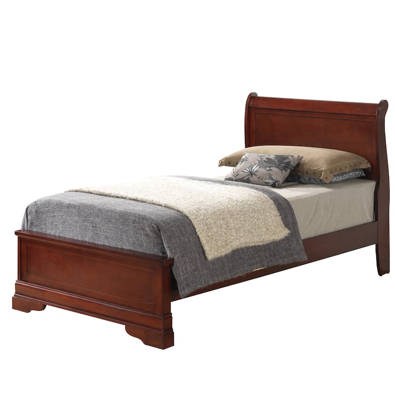 Solid Wooden Twin Panel Bed - 84" - Brown