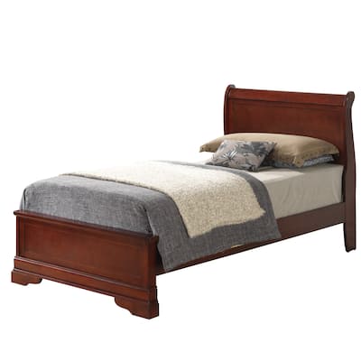 Solid Wooden Twin Panel Bed - 84" - Brown