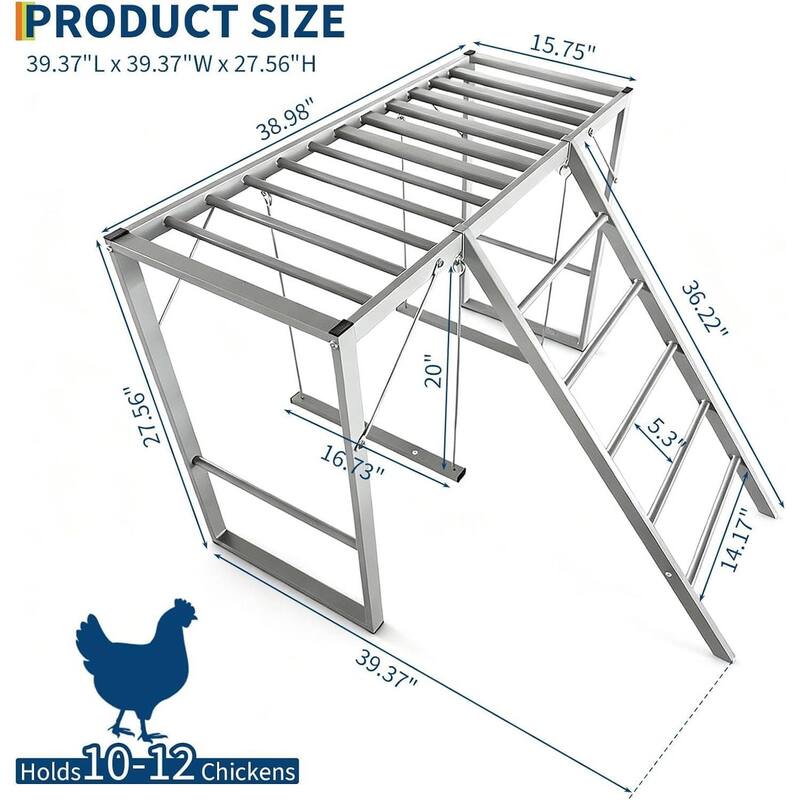 Metal Chicken Roosting Bars with Swing and Ladder for Chicken Perch