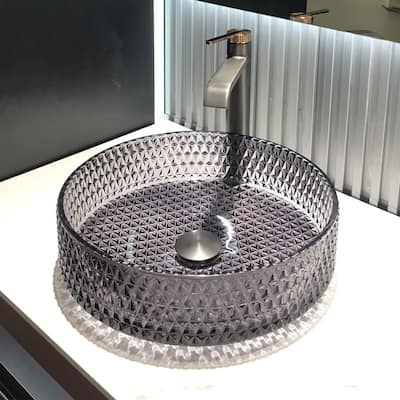 Transparent Glass Basin Circular Vessel Bathroom Basin,Versatility Bathroom Countertop Basin