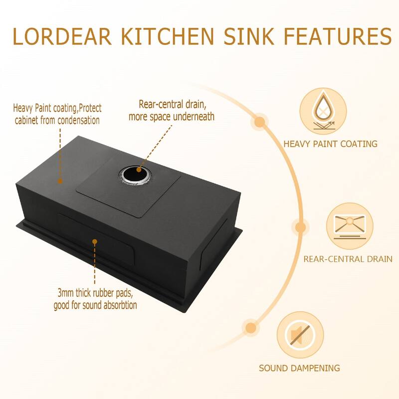 Lordear 30/32/33 Inch Stainless Steel Ledge Workstation Undermount Kitchen Sink