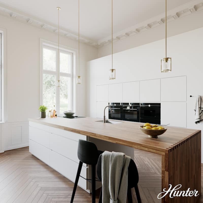 Hunter Astwood 1 Light Mini Pendant, Kitchen Island, Dining Room Table - Transitional, Art-Deco, Contemporary, Caged