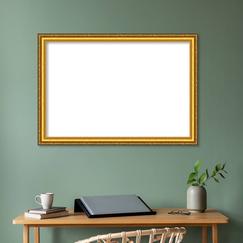 Amanti Art Colonial Embossed Gold Framed Dry Erase Magnetic Board