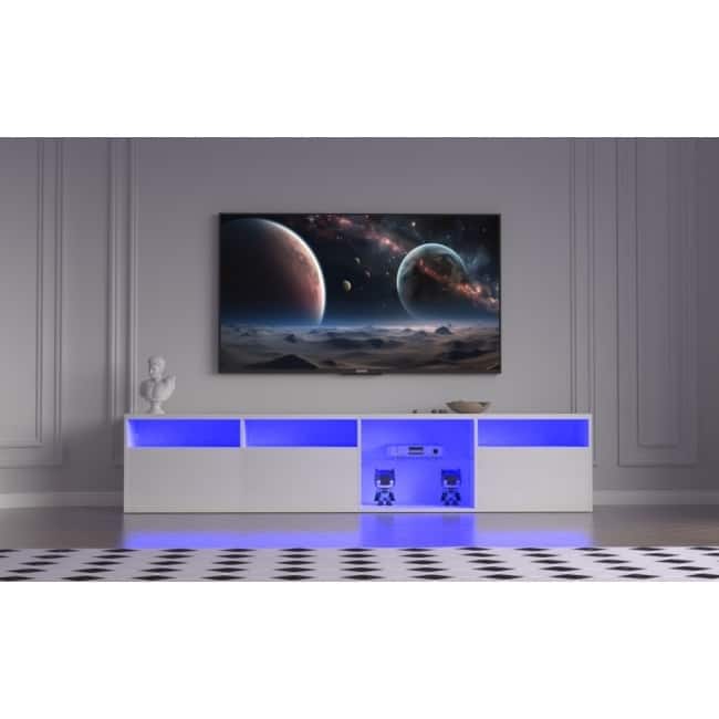 TV Console Table with RGB LED Lights, Entertainment Center for 75/80 Inch TV.