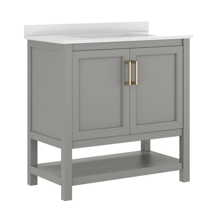 Bathroom Vanity with Undermount Sink and Open Storage Shelf