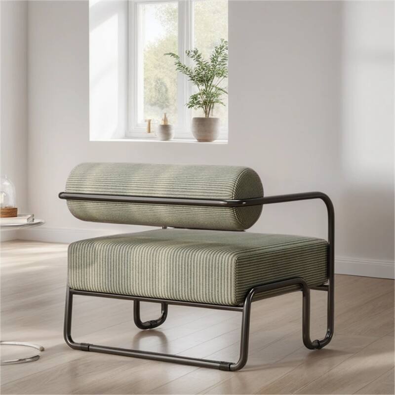 Corduroy Fabric Sofa Chair with Iron Frame, Lazy Individual Chair