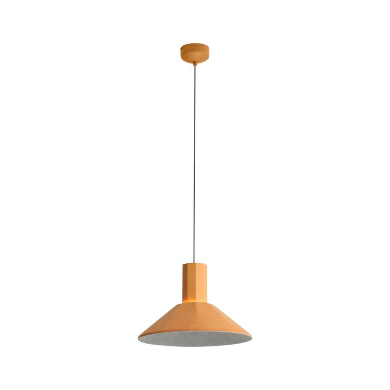 Golden Lighting Faroe 13in Integrated LED Pendant in Earth Yellow/Grey Felt - Gold