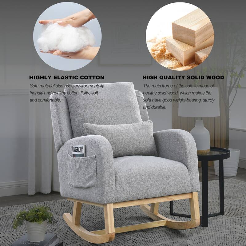27.5 "W Modern Accent High Back Living Room Casual Armchair Rocker with One Lumbar Pillow