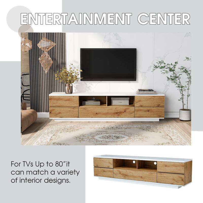 Modern TV Stand Versatile Storage Function TV Stand, for TVs Up to 80" with Door Rebound Device, for Living Room, Bedroom