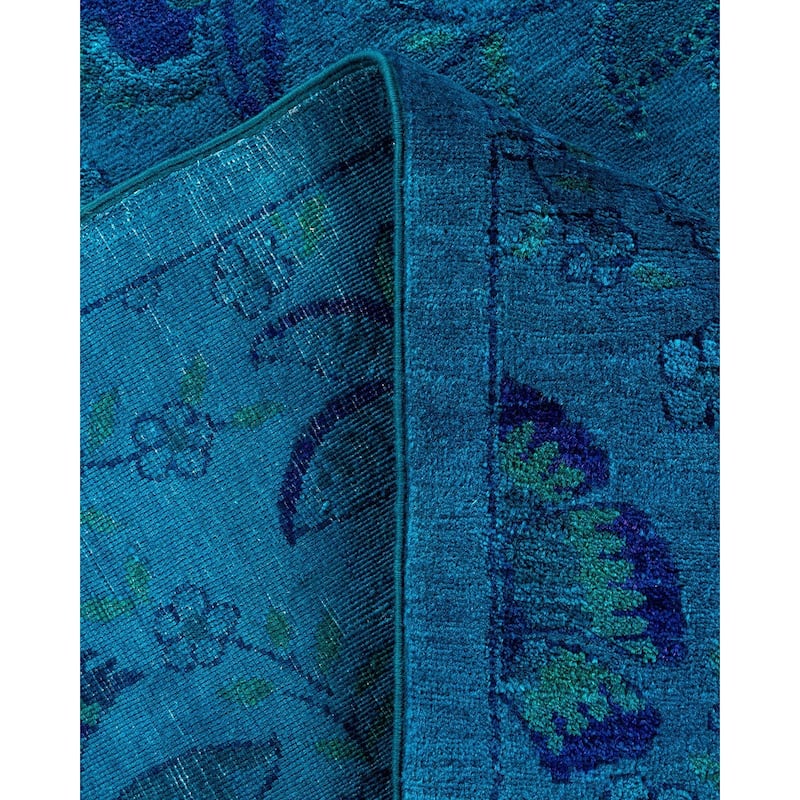 Vibrance, One-of-a-Kind Hand-Knotted Area Rug - Blue, 6' 0" x 9' 3" - 6' 0" x 9' 3"