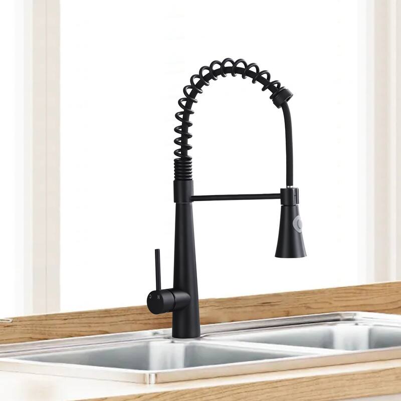 Topcraft Single Handle Pull Down Spring High Arc Kitchen Faucet