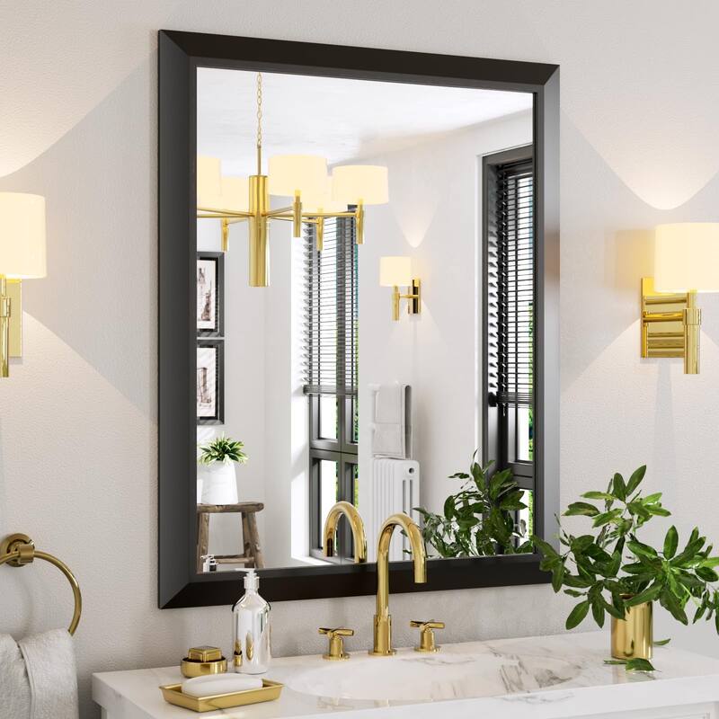 KIOTEE Full size Metal Bathroom Mirror with 5-Year Warranty - 40x32 - Black