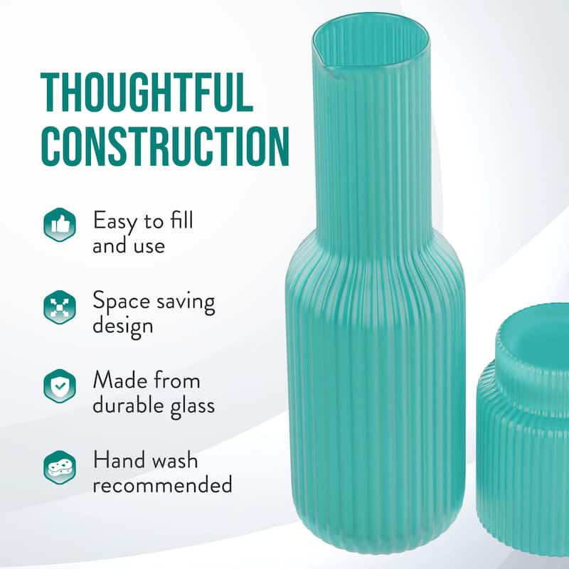 Aqua Blue Ried 2 Pc Water Carafe Set