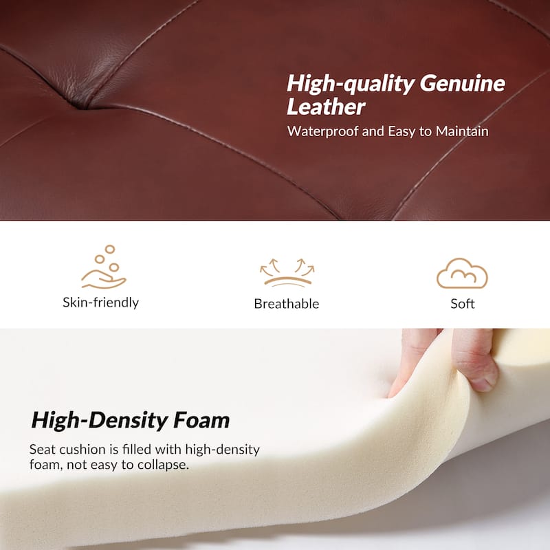 Elizabeth Mid-century Genuine Leather Arm Chair by HULALA HOME