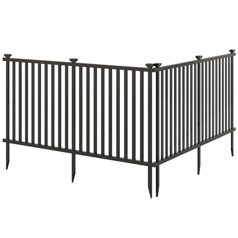 Gymax 80'' x 39'' Vinyl Picket Fence 2 No Dig Fence Panels for Soft - Black