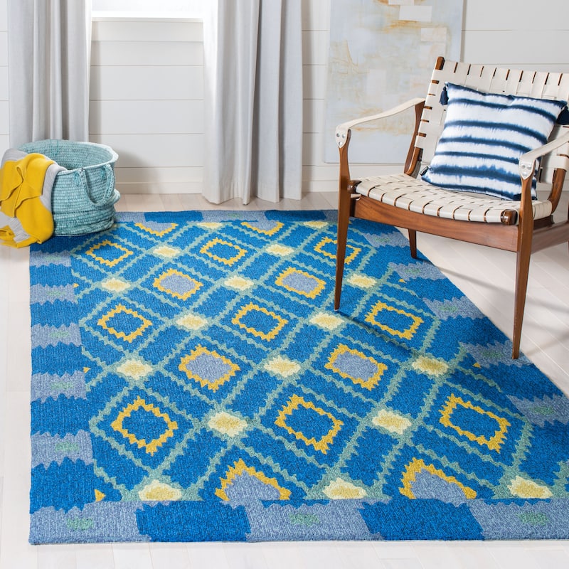 SAFAVIEH Handmade Four Seasons Malwine Floral Rug - 8' x 10' - Indigo/Yellow