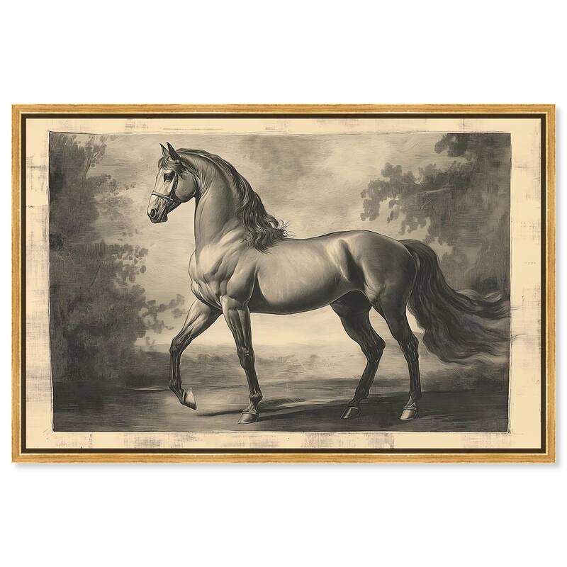 Sketch of a Stallion Canvas by Art Remedy - Gold - 36" x 24"