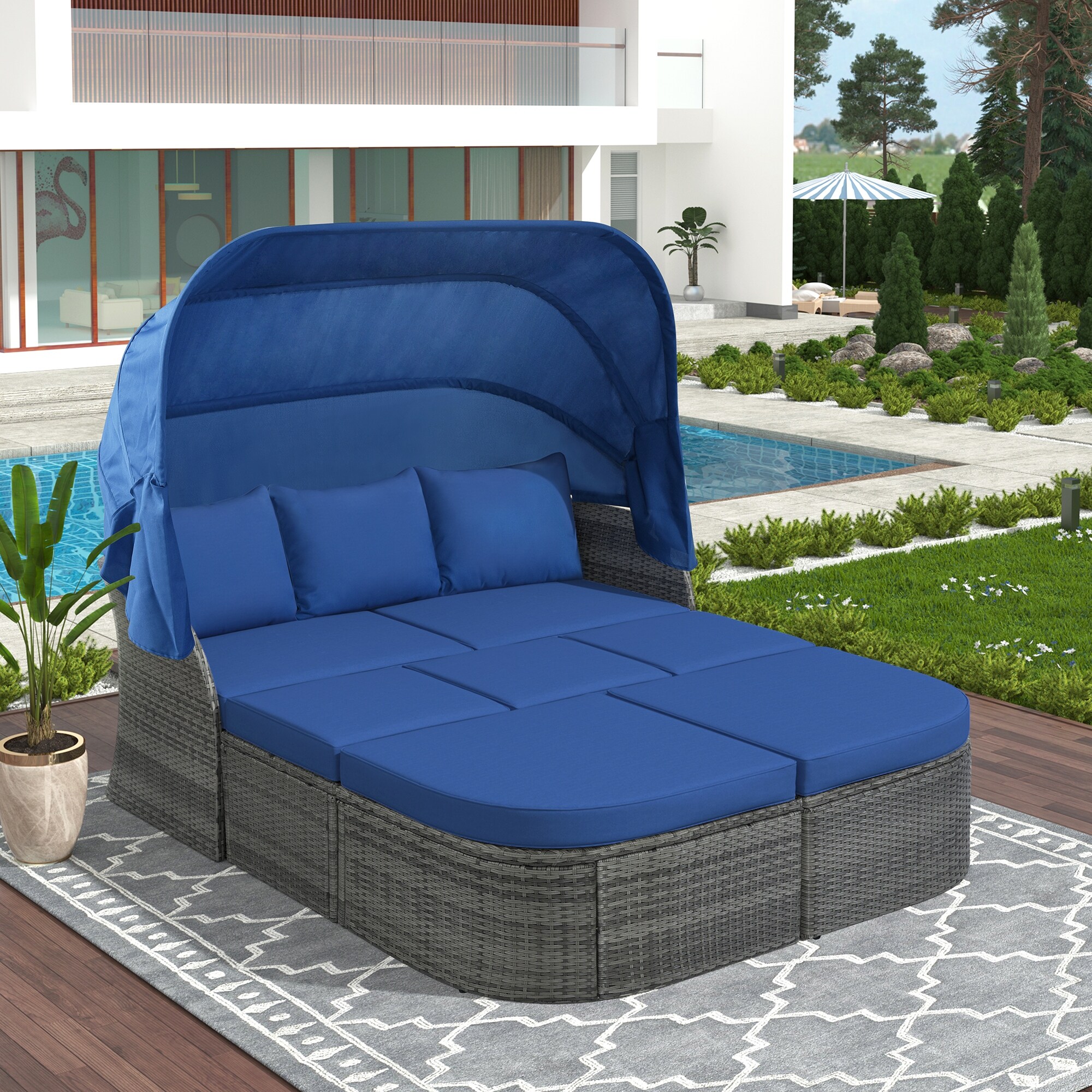 Blue outdoor patio cushions online