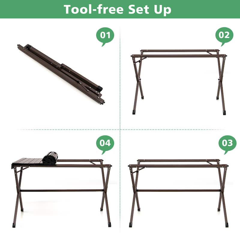 Costway 4-6 Person Portable Aluminum Camping Table Lightweight Roll Up - See Details